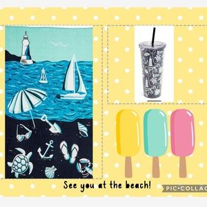 Vera Bradley Shore Enough Oversized Blanket & Tumbler Set